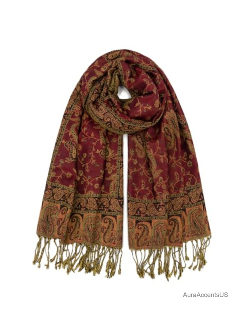 Paisley Pashmina Shawl Wrap Scarf Soft Viscose Acrylic Reversible Fringed